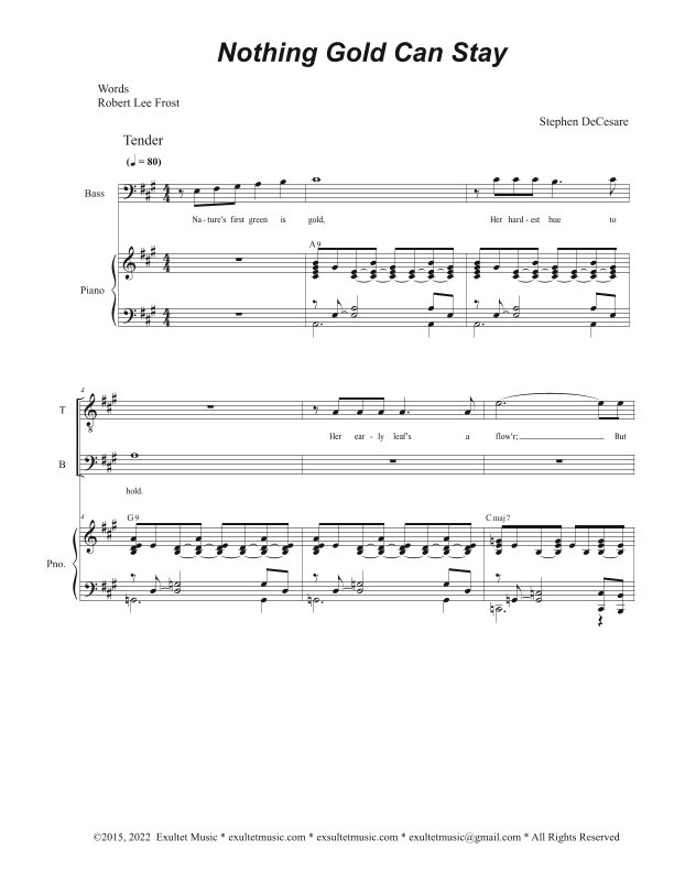 Nothing Gold Can Stay (Duet for a Tenor and Bass solo)