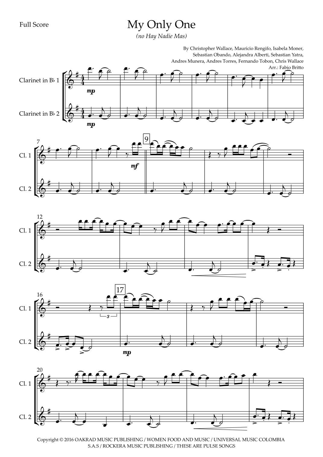 My Only One (no Hay Nadie Mas) (arr. Ottirb Sage)