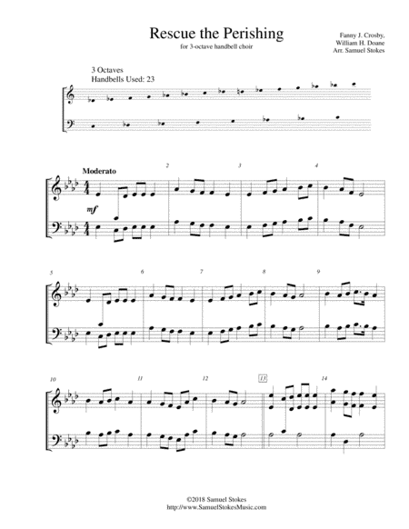 Rescue the Perishing - for 3-octave handbell choir (arr. Samuel Stokes)