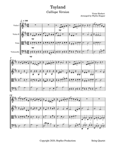 Toyland - String Quartet (arr. Phyllis Hopper)