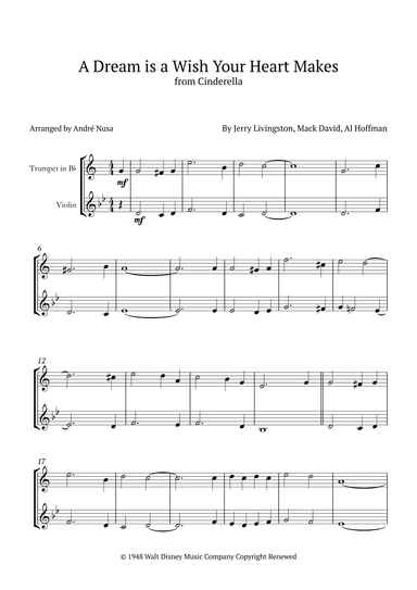 A Dream Is A Wish Your Heart Makes (arr. André Nusa)