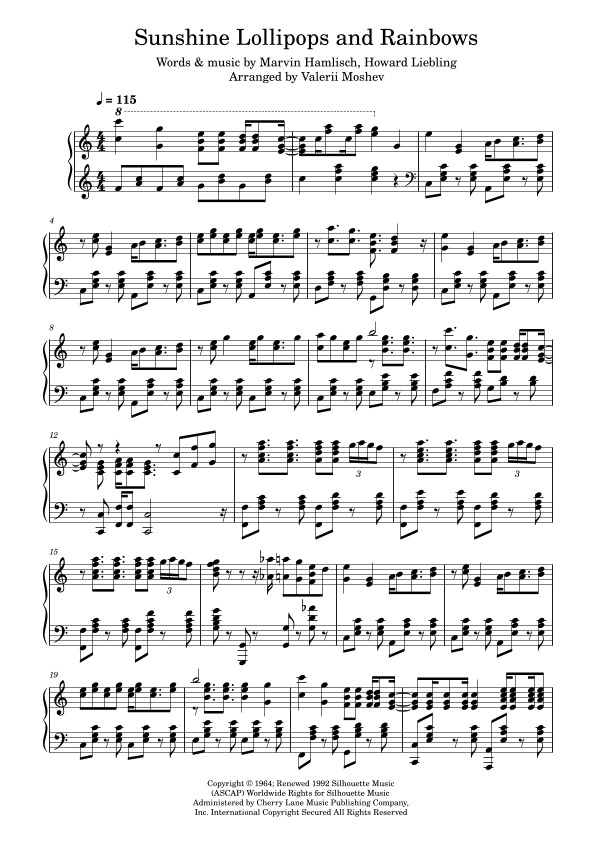 Sunshine, Lollipops And Rainbows (arr. Valerii Moshev)