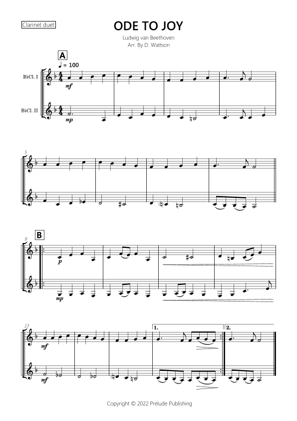 Ode To Joy (arr. D. Wattson)