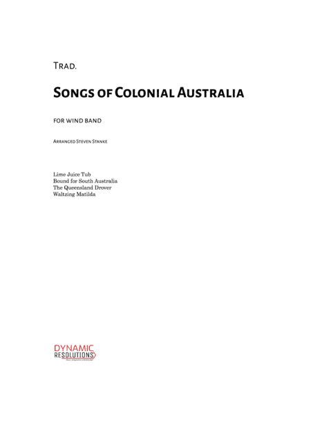 Songs of Colonial Australia - Wind Band/Full Score (arr. Steven Stanke)