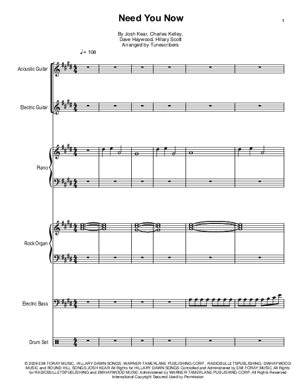 Need You Now (arr. Tunescribers)