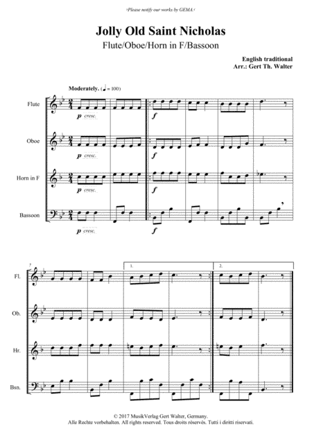 Jolly Old Saint Nicholas (arr. Gert Th. Walter)