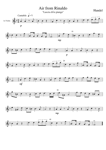 "Lascia ch'io pianga" an Air from the Opera Rinaldo by Handel arranged for String Quartet/Orchestra (arr. David Catherwood)