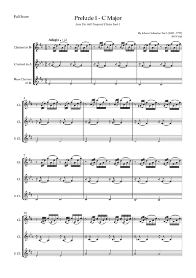 Prelude 1 in C Major BWV 846 (from Well-Tempered Clavier Book 1) for Clarinet Trio (arr. Fabio Britto)