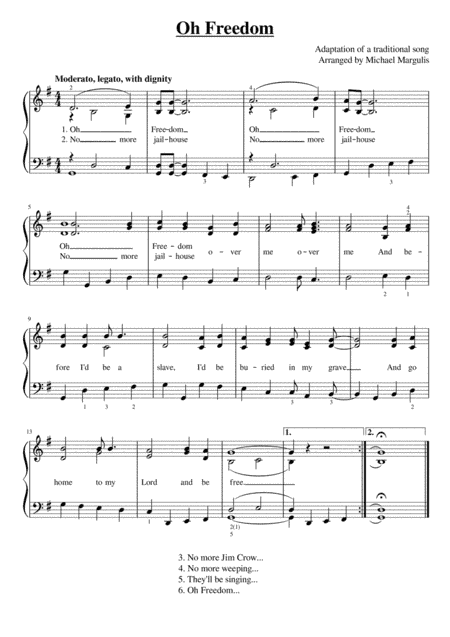 Oh Freedom  (sung in the Civil Rights Movement) (arr. Michael Margulis)