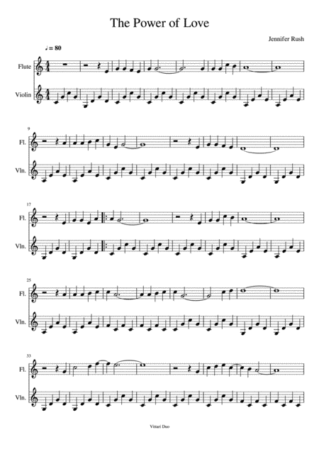 The Power Of Love (arr. Nia Squirrell, Vittari Duo)