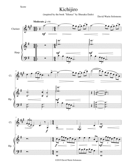 Kichijiro (inspired by the book "Silence" by Shusaku Endo) for clarinet and harp