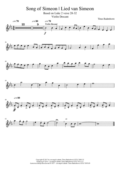Song of Simeon - Lied van Simeon - Set of Parts