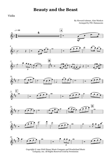 Beauty And The Beast (arr. P.H. Damasceno)