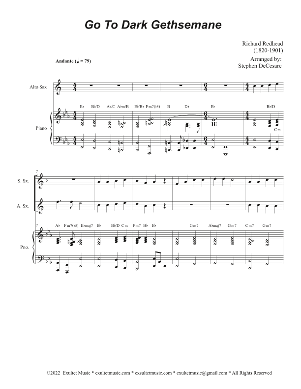 Go To Dark Gethsemane (Duet for Soprano and Alto Saxophone) (arr. Stephen DeCesare)