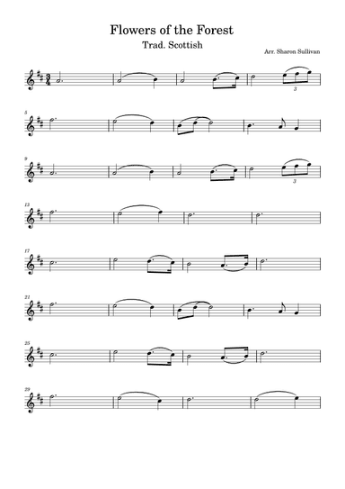 Flowers of the Forest (D major for easy violin) (arr. Sharon Sullivan)