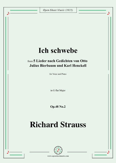 Richard Strauss-Ich schwebe,in G flat Major (arr. OSM Press)