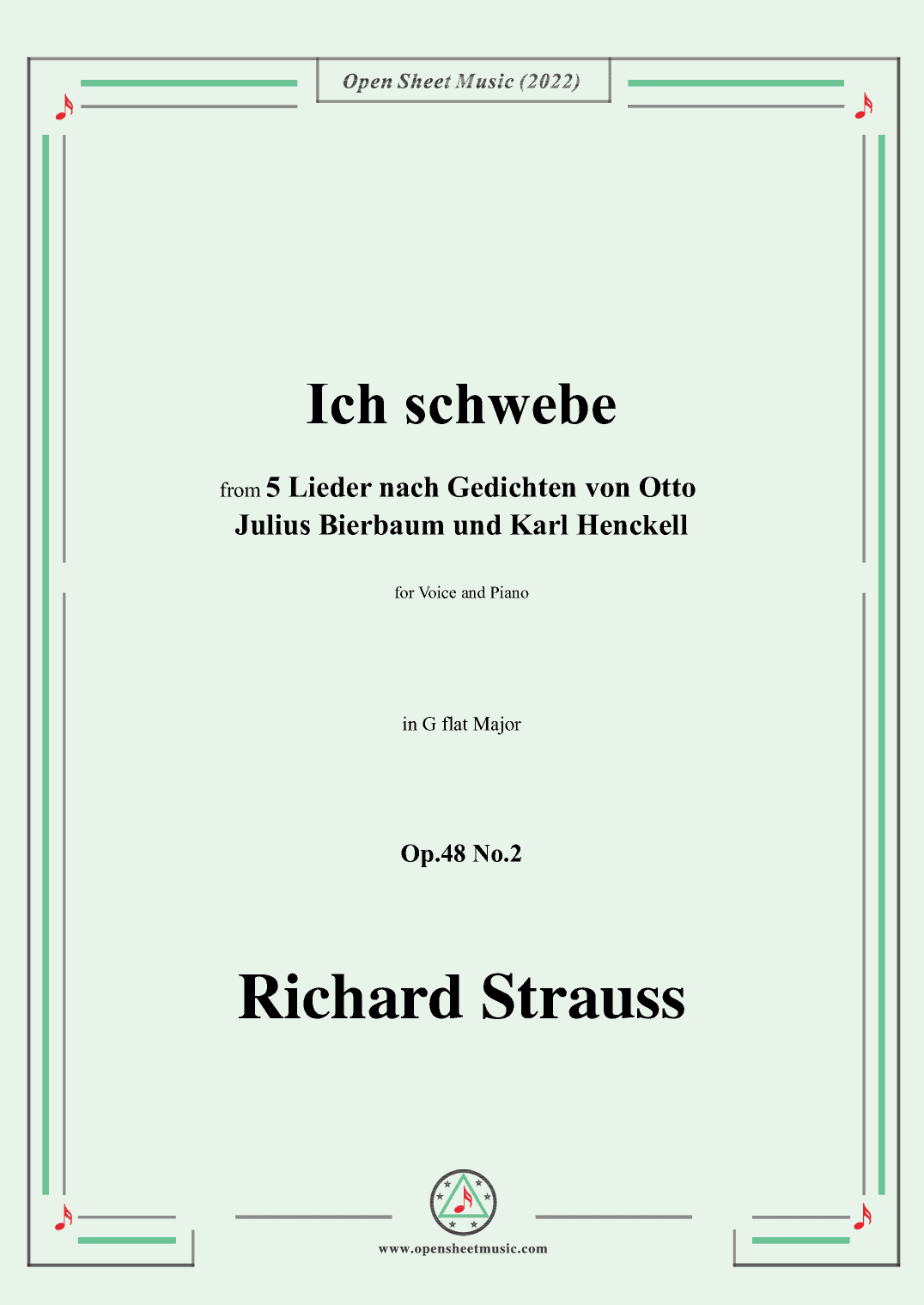 Richard Strauss-Ich schwebe,in G flat Major (arr. OSM Press)