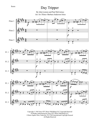 Day Tripper - Score Only (arr. Barbara Anderson-Jones)