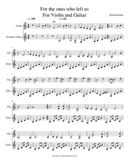For the ones who left us (Violin and Guitar