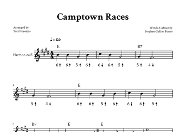 Camptown Races - Harmonica E (with TAB) (arr. Yuri Noronha)