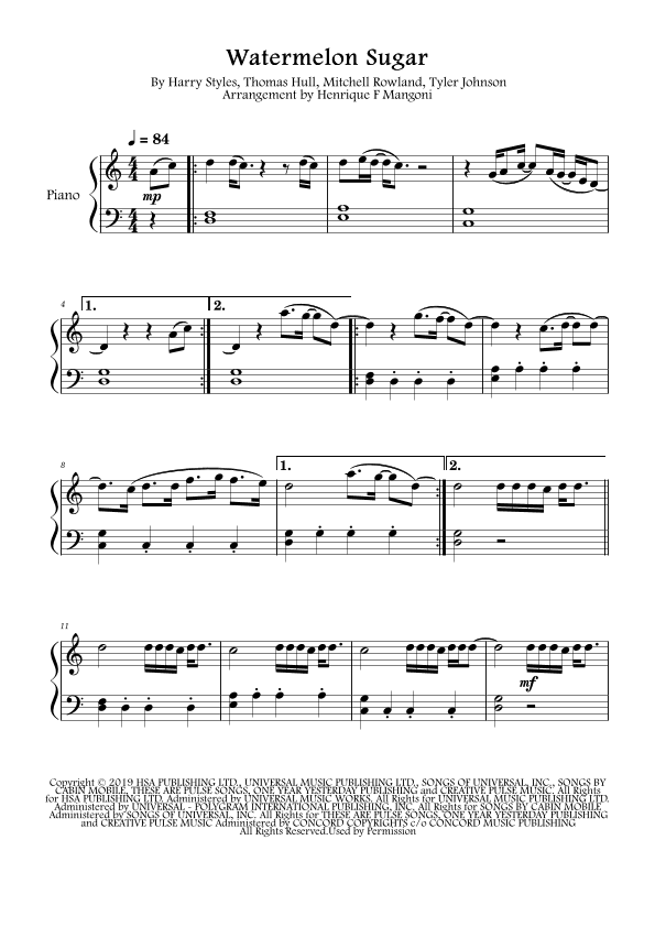Watermelon Sugar (arr. Henrique F Mangoni)