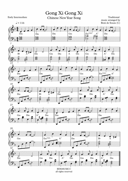 Gong Xi (Chinese New Year Song) (arr. De Souza et Music LLP)