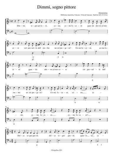 Dimmi sogno pittore (arr. Early Music Scores)