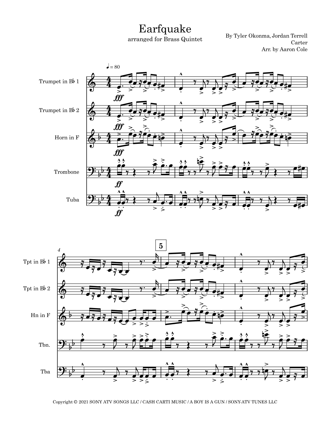 Earfquake (arr. Aaron Cole)