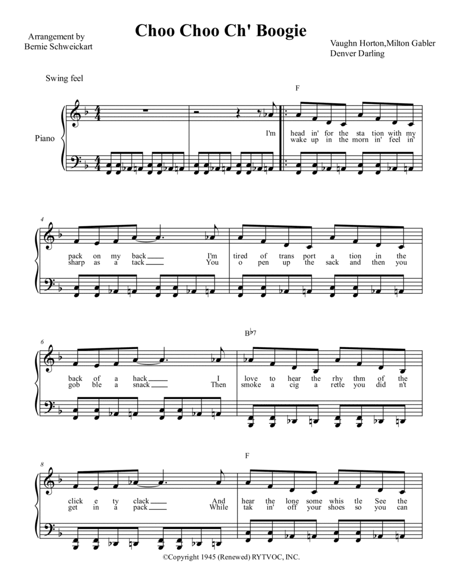 Choo Choo Ch' Boogie (arr. Bernie Schweickart)
