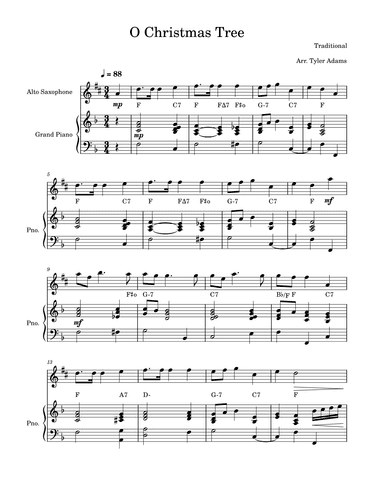 O Christmas Tree (Alto Sax Solo with Piano) (arr. Tyler Adams)