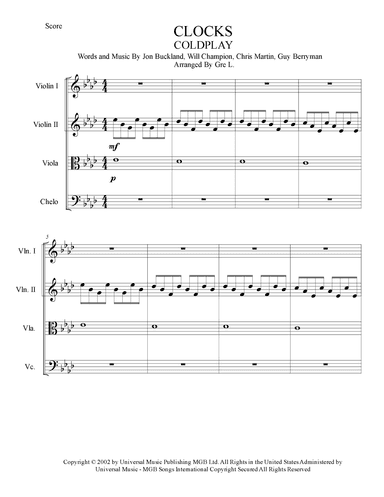 Clocks (arr. Gre Lopez)