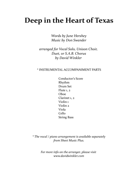 Deep In The Heart Of Texas (arr. David Winkler)