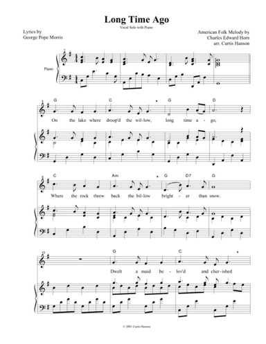 Long Time Ago (key of G) (arr. Curtis Hanson)