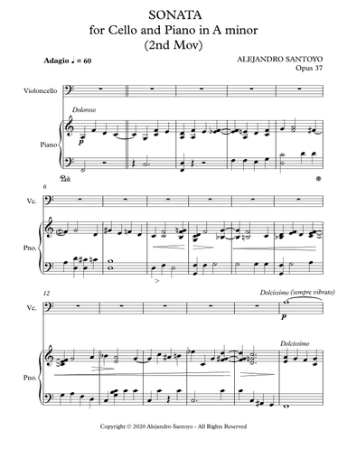 "Sonata for Cello and Piano in A minor, Opus 37" (2nd Movement) by ALEJANDRO SANTOYO