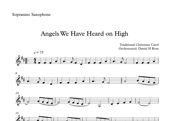 Angels We Have Heard on High  - Gloria in excelsi Deo - Easy Sopranino Saxophone (arr. Daniel H Rosa)