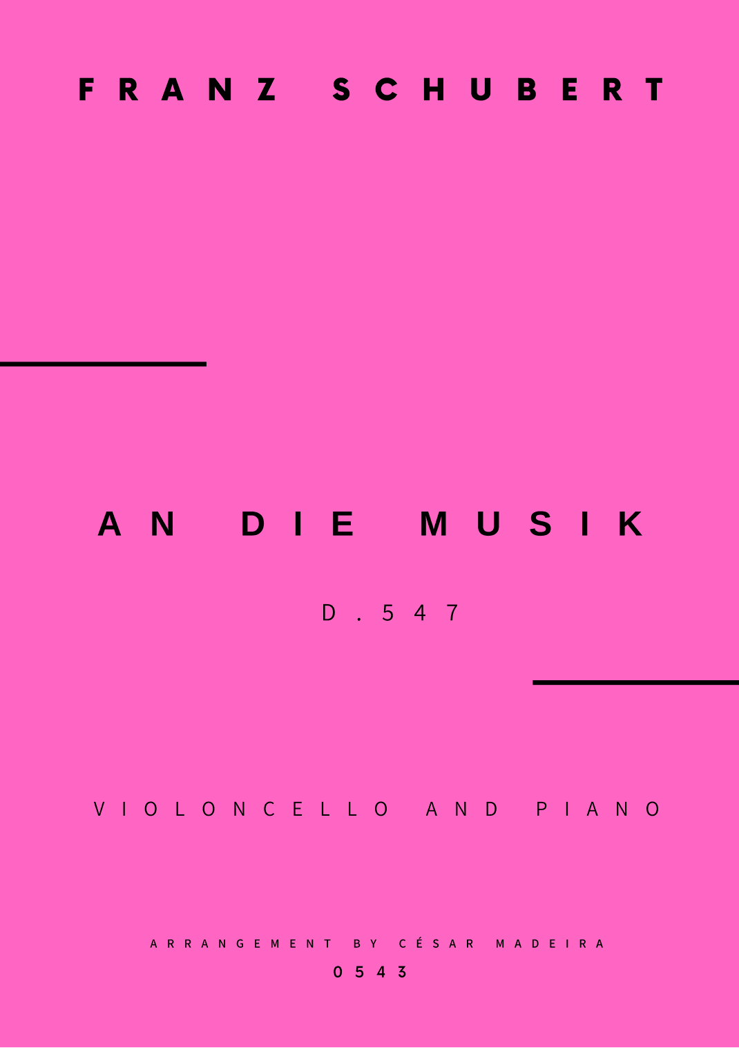 An Die Musik - Cello and Piano (Full Score and Parts) (arr. César Madeira)