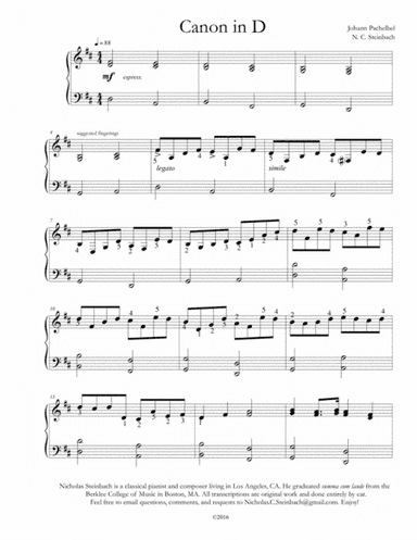 Canon in D (arr. Nicholas Steinbach)