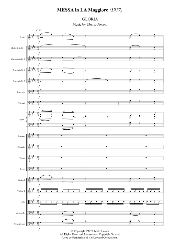 Gloria dalla Messa in La Maggiore - Score Only
