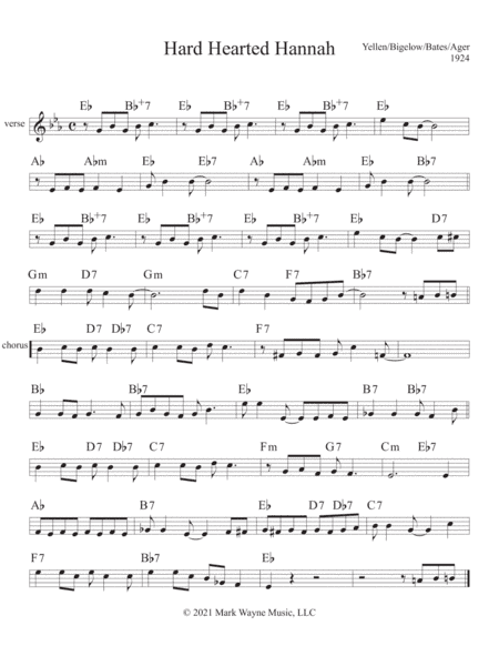 Hard Hearted Hannah (arr. Mark W. Huxhold)