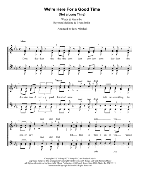 We're Here For A Good Time (arr. Joey Minshall)