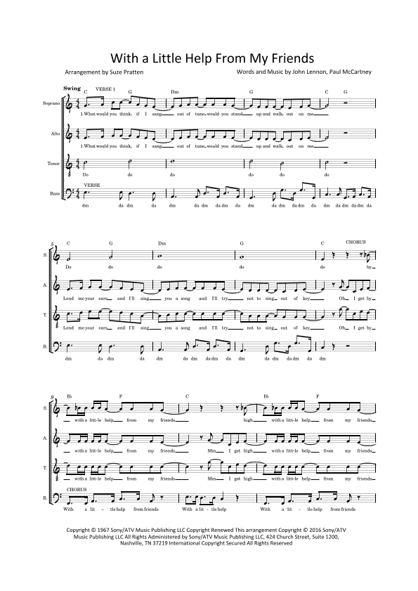 With A Little Help From My Friends (arr. Suze Pratten)