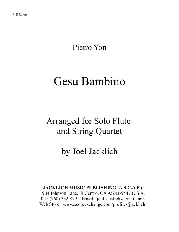 Gesù Bambino (the Infant Jesus) (arr. Joel Jacklich (A.S.C.A.P.))