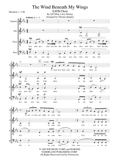 The Wind Beneath My Wings (arr. Thomas Quigley)