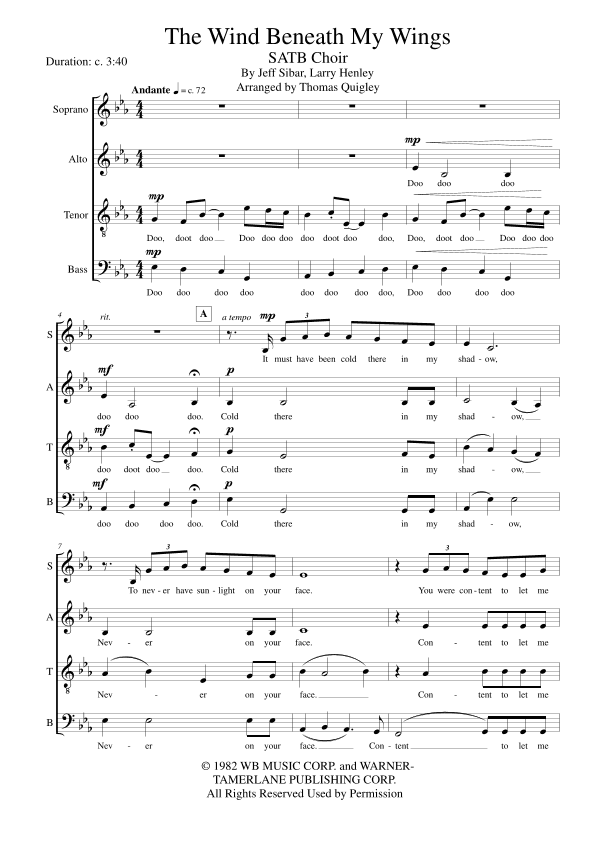 The Wind Beneath My Wings (arr. Thomas Quigley)