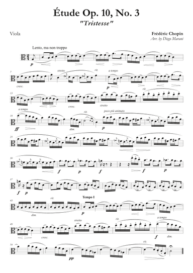 Etude Op. 10, No. 3 for Viola & Piano (arr. Diego Marani)