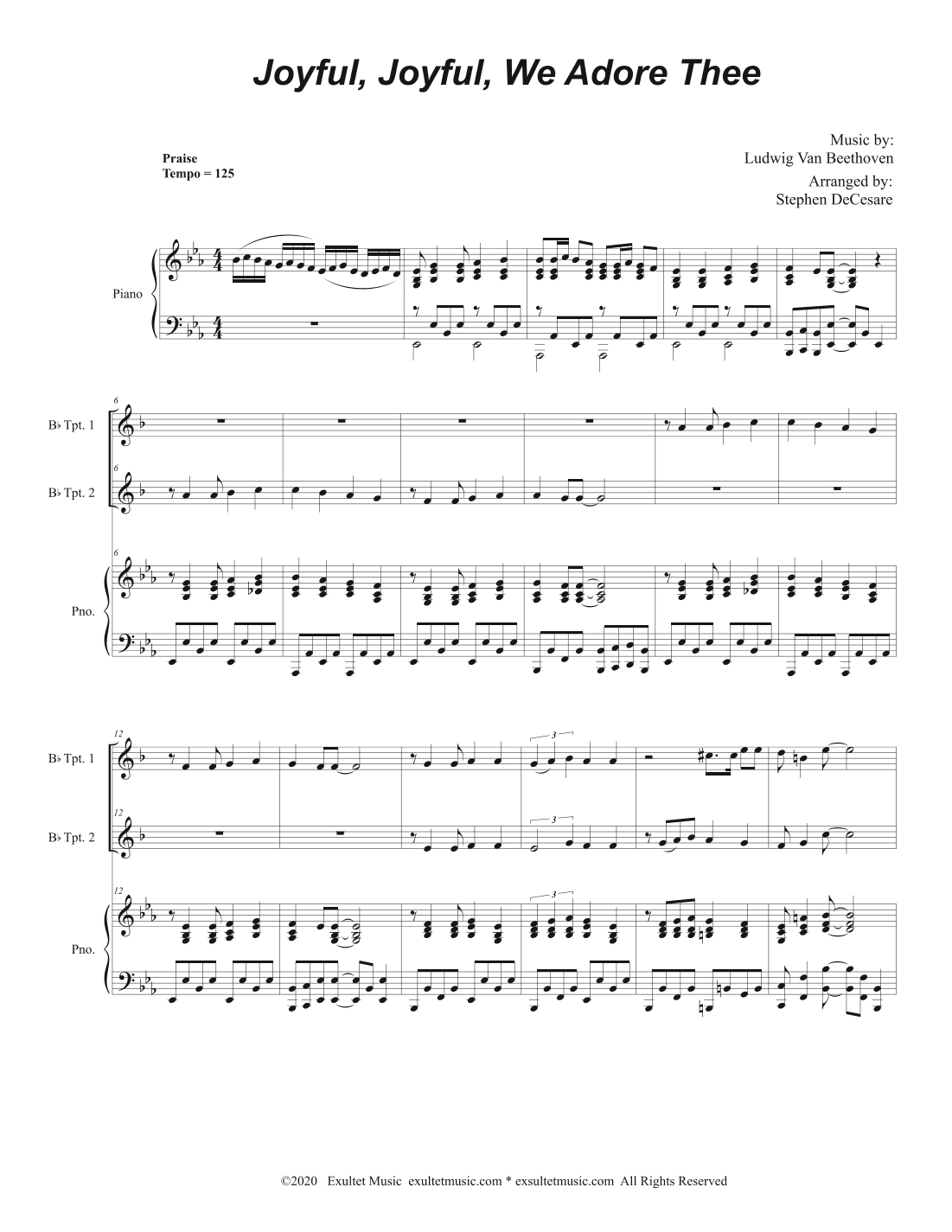Joyful, Joyful, We Adore Thee (Duet for Bb-Trumpet) (arr. Stephen DeCesare)
