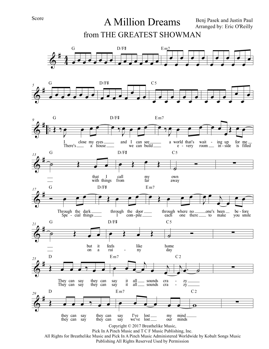 A Million Dreams (arr. Eric O'Reilly)