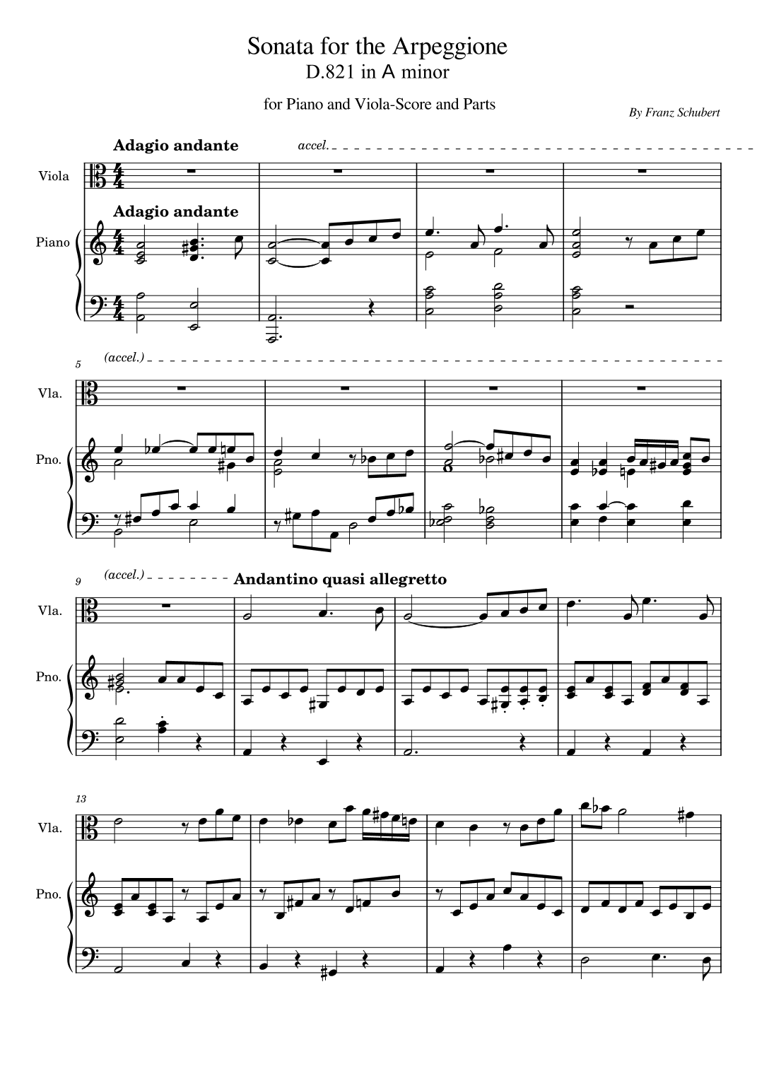Franz Schubert - Arpeggione Sonata - D.821 - For Piano and Viola Original (arr. poon)