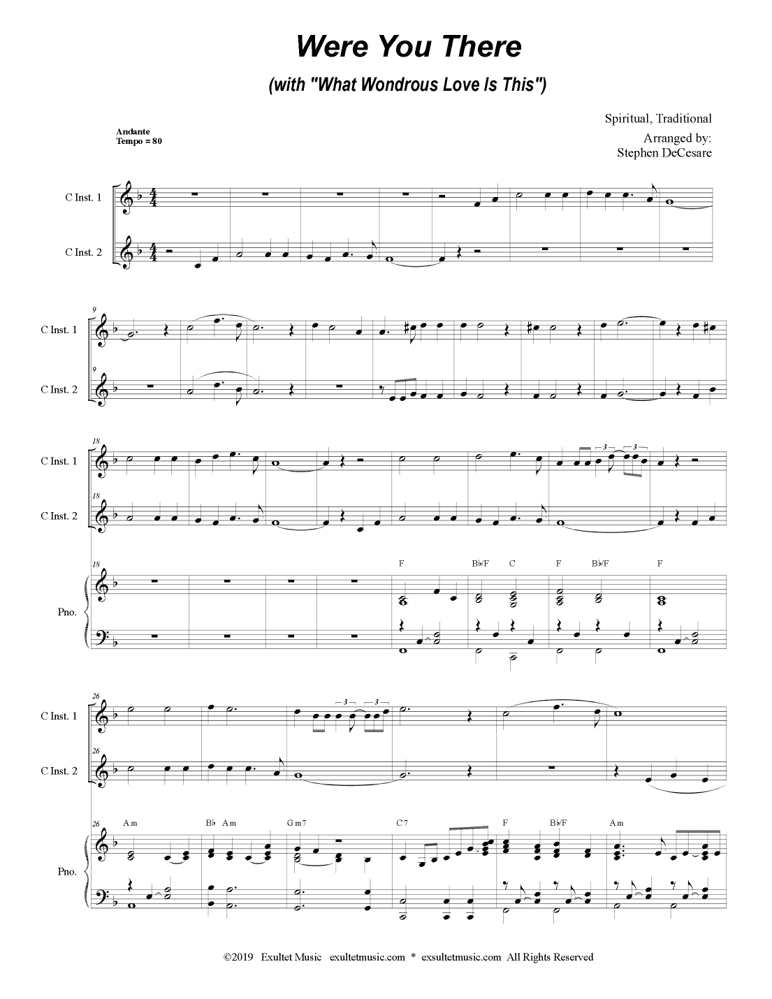 Were You There (with "What Wondrous Love Is This") (Duet for C-Instruments) (arr. Stephen DeCesare)
