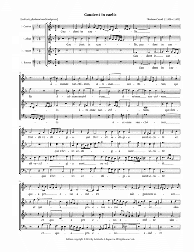 Gaudent in caelis (Canali) - STTB or ATTB (arr. Aristotle A. Esguerra)